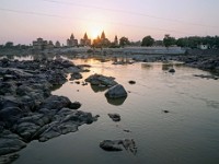 DSC00452  Sunset over the Chhatris Cenotaphs in Orchha.