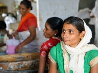 DSC00635  Worker at a local paper factory in Orchha.