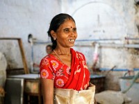 DSC00637  Worker at a local paper factory in Orchha.