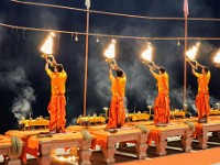 DSC01103  Morning prayer at Maa Ganga and Navdurga Mandir in Varanasi.
